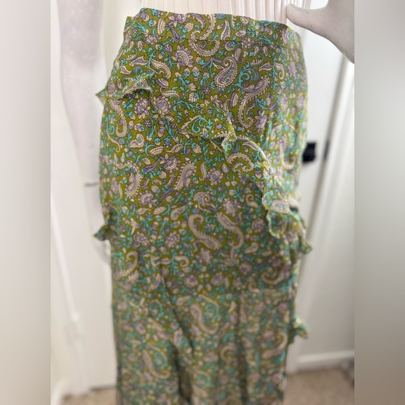 Veronica Beard Fern Paisley Eleonora Ruffle Midi Skir Size 2 - Picture 3 of 11